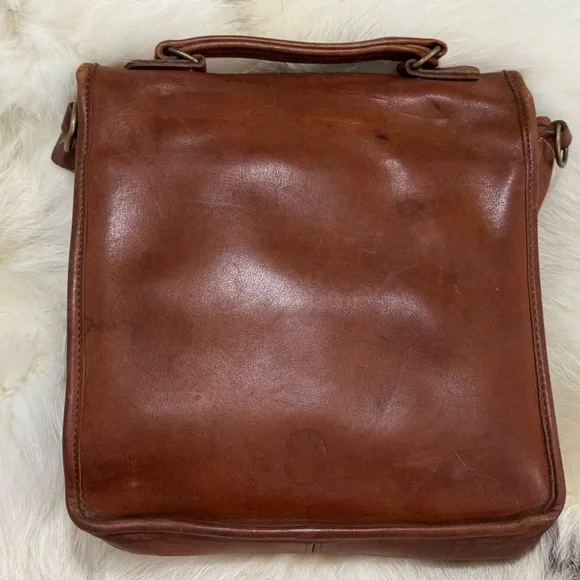 COACH Vintage 90s Station Bag British Tan Glove Tanned Leather Turnlock Handbag - Picture 10 of 16